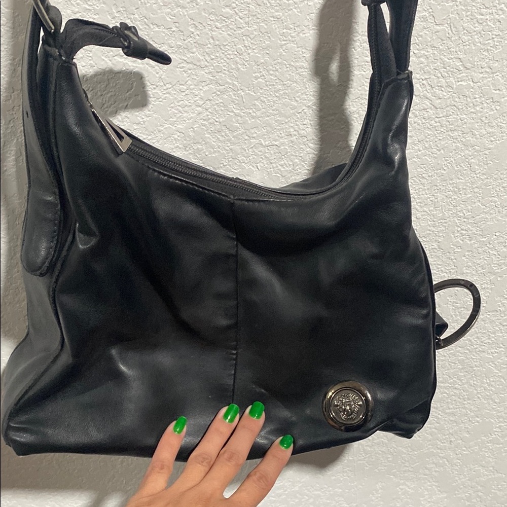 Versace Black Leather Shoulder Bag